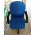 湖蓝色 布艺办公椅 可升降 可移动 带转轮 带把手 椅子